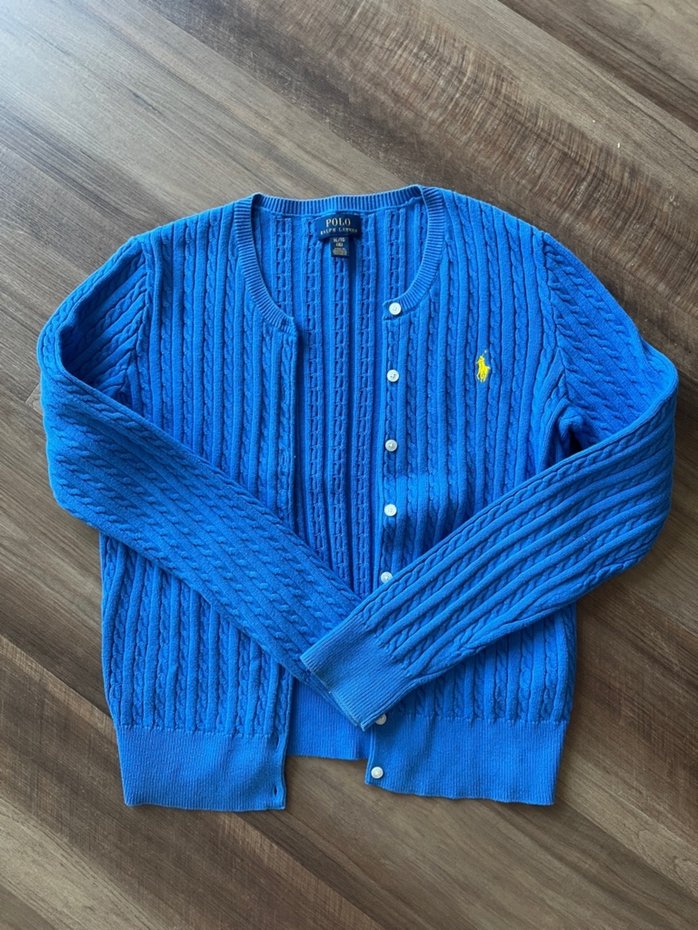 Ralph Lauren Polo Girls Cotton Knit Cable Cardigan Sweater! Size 14/16 Youth